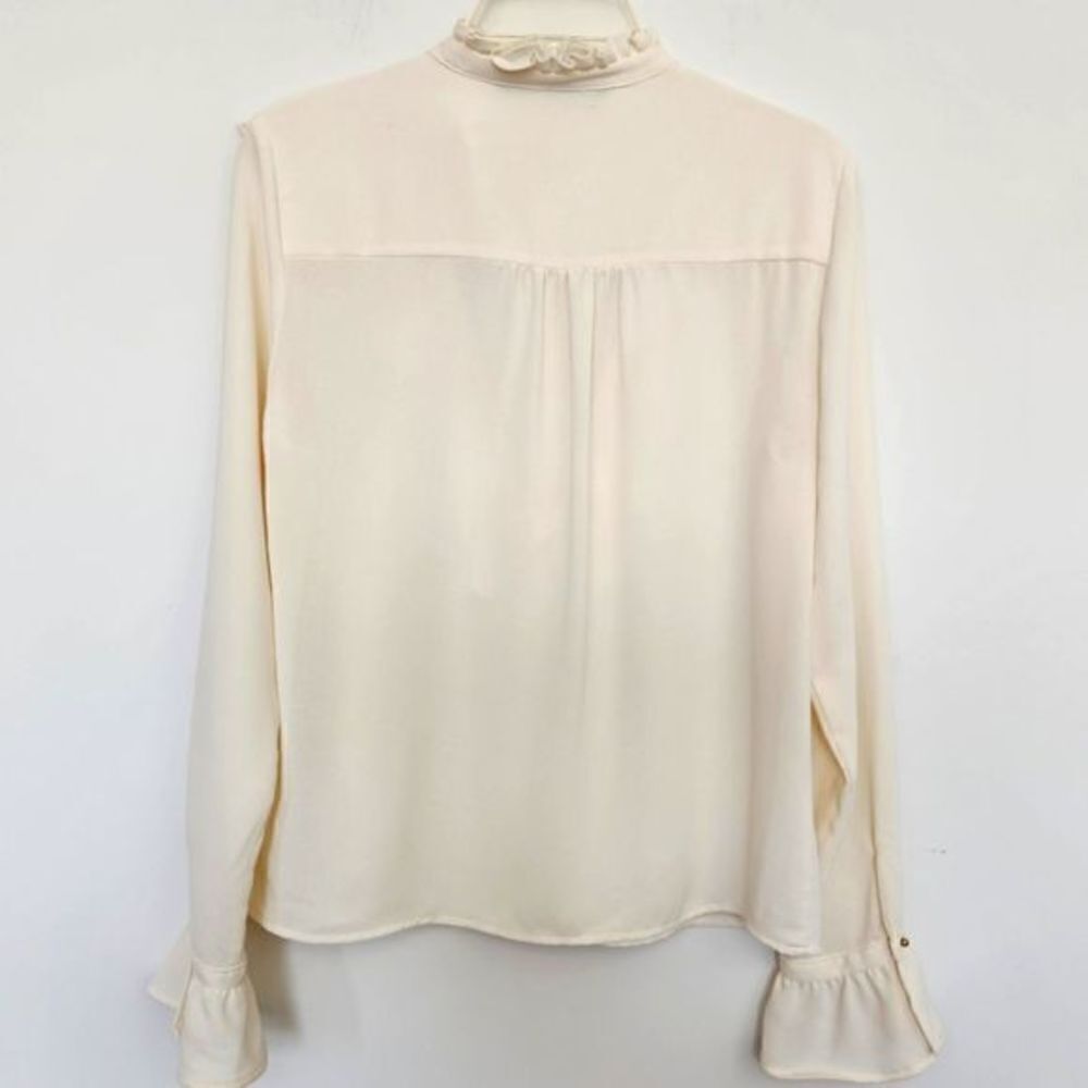 Zara Basic Collection Ivory Long-sleeve Ruffle Blouse - Picture 7 of 8